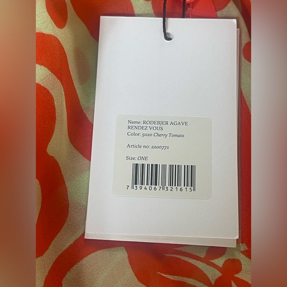 Rodebjer Agave Rendezvous Vous Caftan Cherry Tomato & Cream NWT OS - Picture 9 of 9